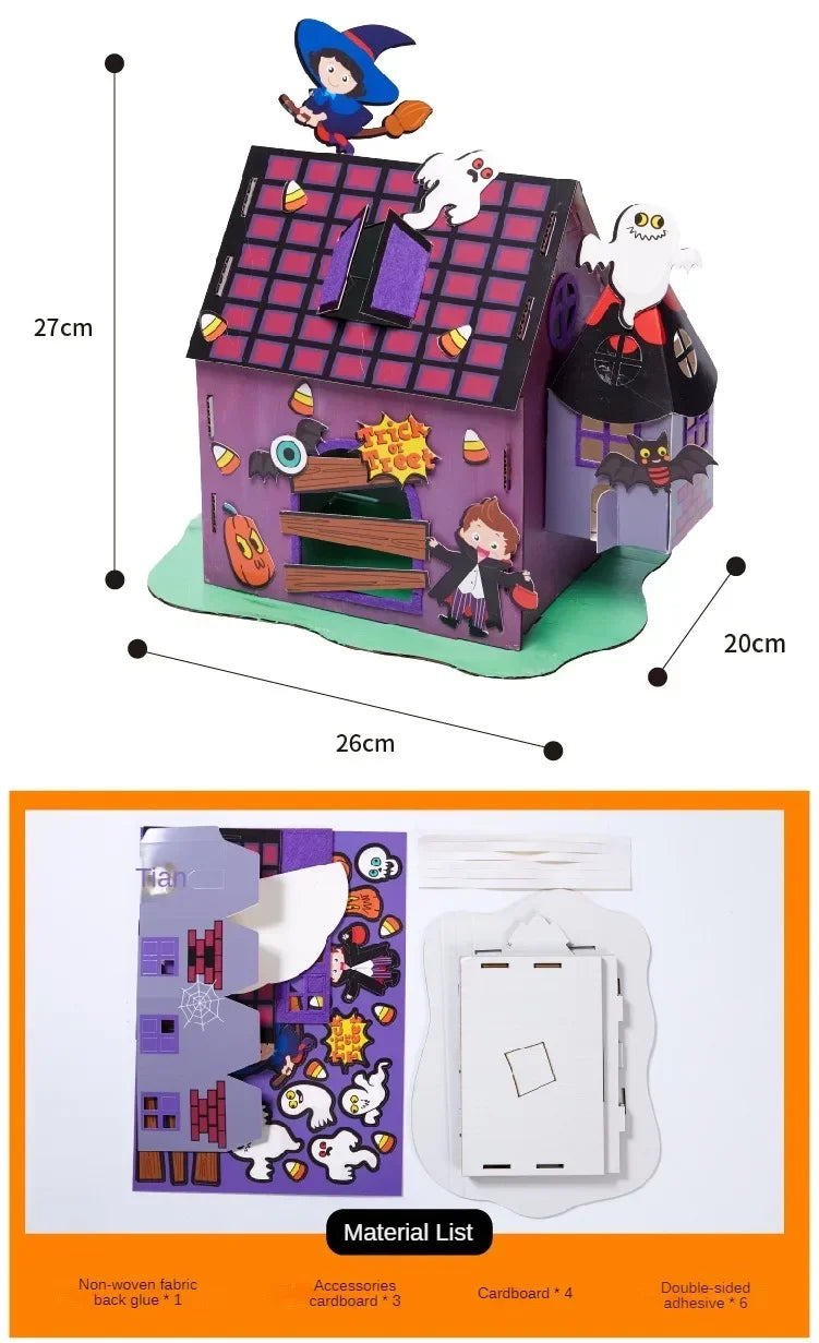 Maison Magique 3D Halloween DIY - Jouet Éducatif Artisanal pour Enfants - Décoration Fête