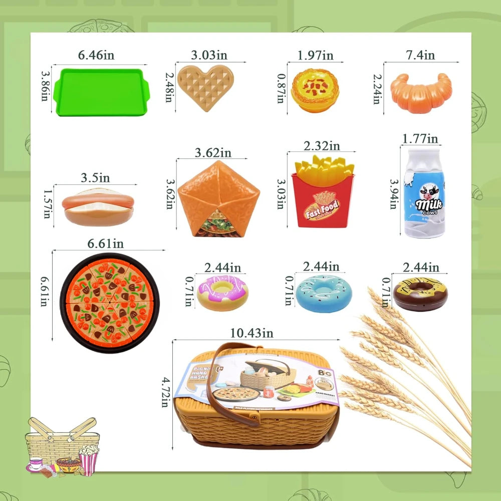 Ensemble de Cuisine pour Enfants - Jouets Pizza avec Panier, Cadeau pour Garçons et Filles