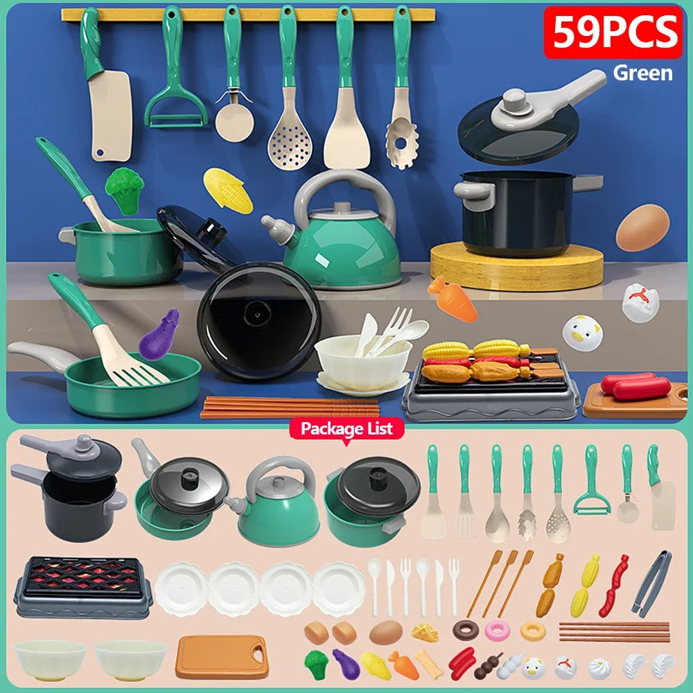 Ensemble Cuisine Enfant 92 Pièces - Kit Complet avec Casseroles