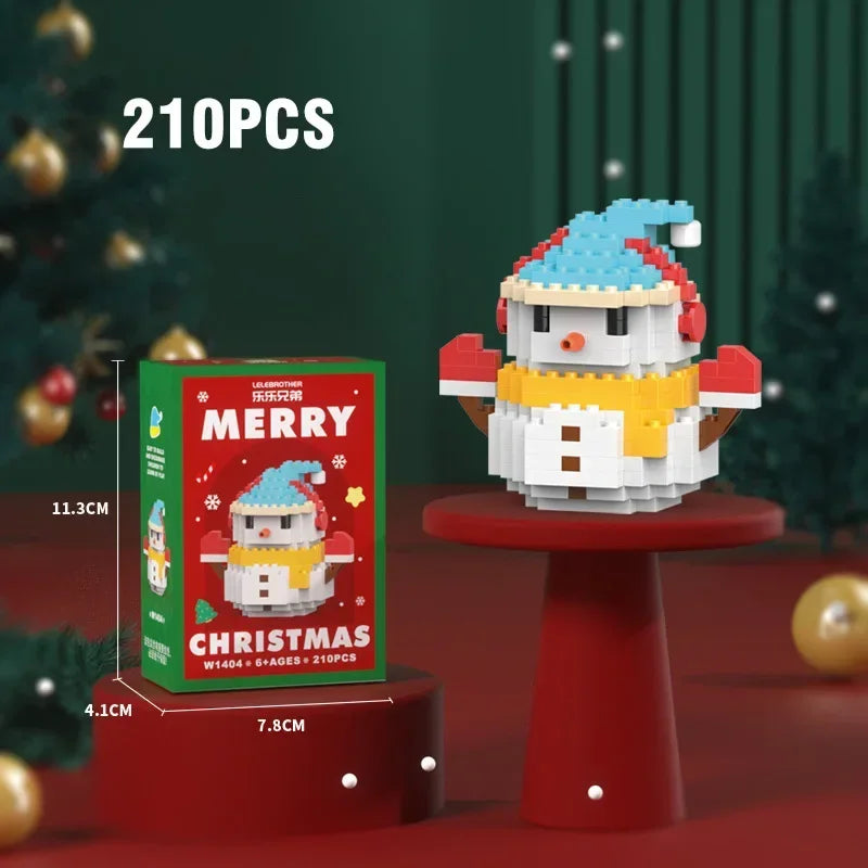 Blocs Noël Père Noël et Renne - Puzzle Briques Assemblage - Décoration Table Fête Enfant