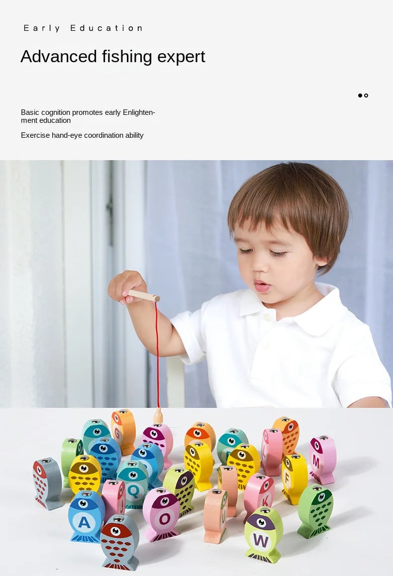 Jeu de Pêche en Bois Montessori - Alphabet et Chiffres