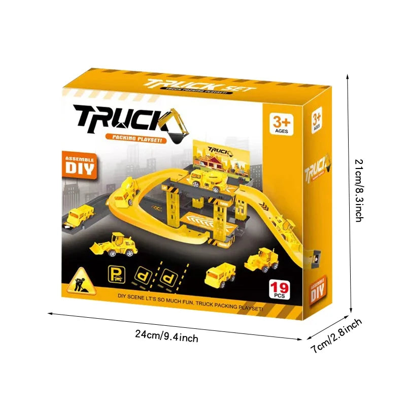 Parking sur Rail Dinosaure - Circuit Voitures Police Pompiers