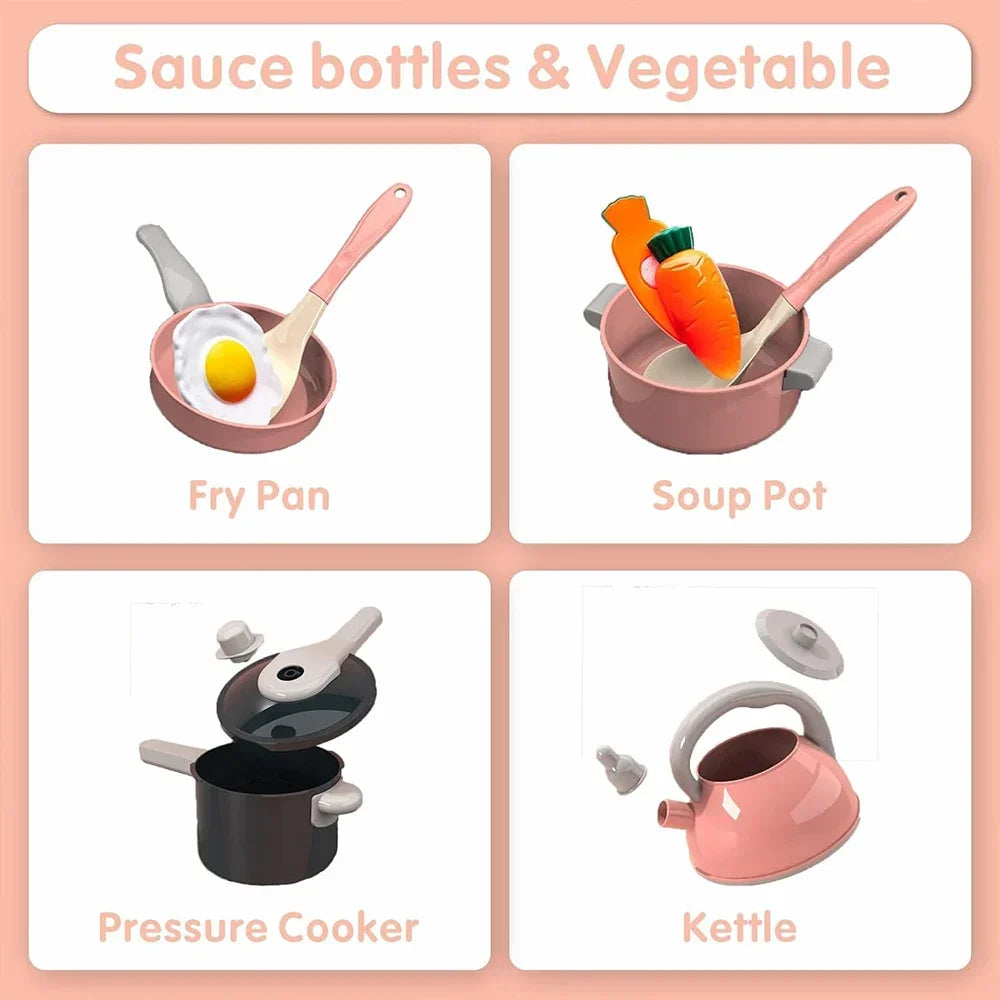 Ensemble Cuisine Enfant 92 Pièces - Kit Complet avec Casseroles