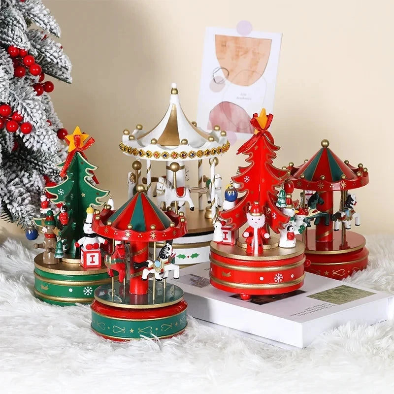 Carrousel Musical de Noël Automatique - Boîte à Musique Manège - Décoration Chambre Bébé
