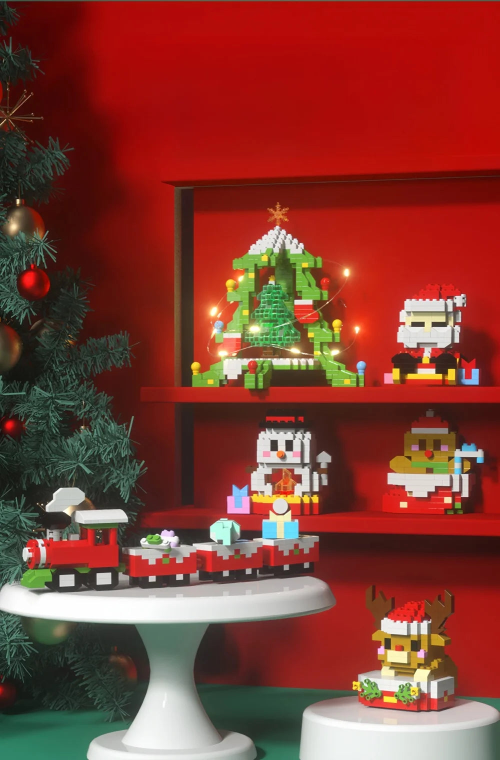 Mini Blocs Construction Noël - Père Noël, Sapin, Renne, Bonhomme de Neige - Cadeau Parfait