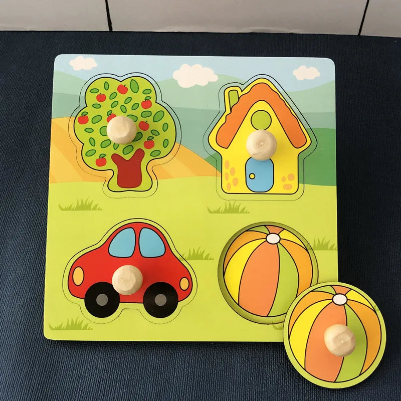 Puzzle en Bois Montessori Bébé 1-3 Ans - Jeu Développement