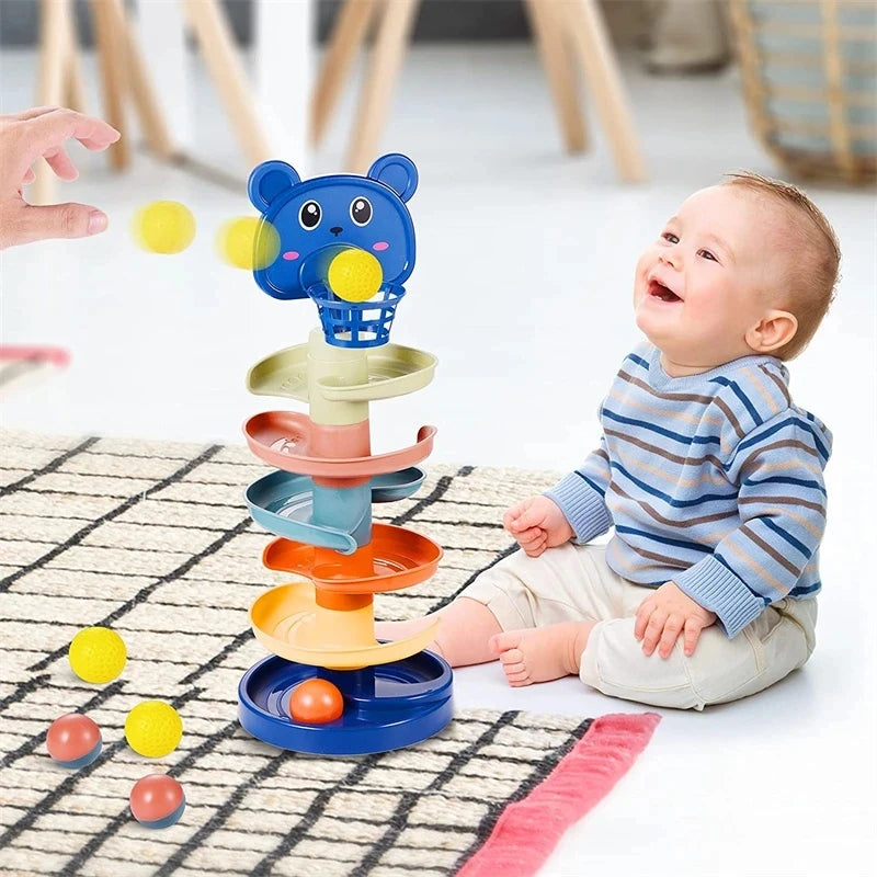 Tour à Boule Roulante Montessori Bébé 1-3 Ans - Jeu Empilage