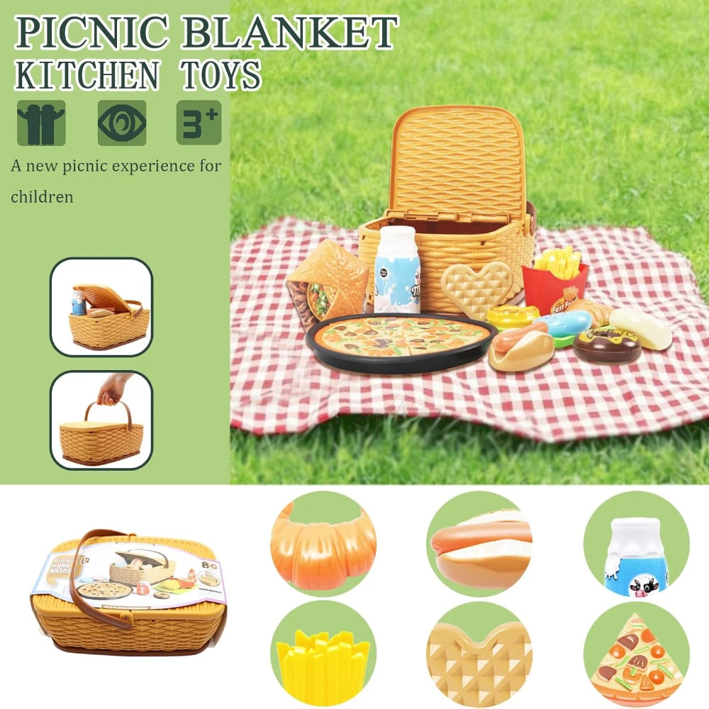 Ensemble de Cuisine pour Enfants - Jouets Pizza avec Panier, Cadeau pour Garçons et Filles