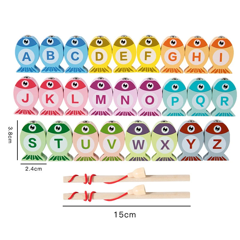 Jeu de Pêche en Bois Montessori - Alphabet et Chiffres