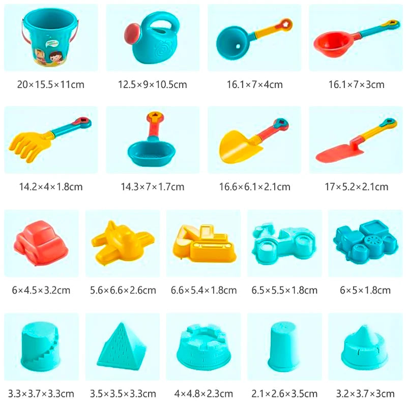 Jouets de Plage Enfants 18 Pièces - Seau Pelles et Arrosoir
