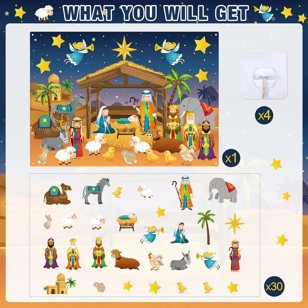 Tableau Feutrine Montessori Noël et Halloween - Jeu Interactif DIY Décoration Murale