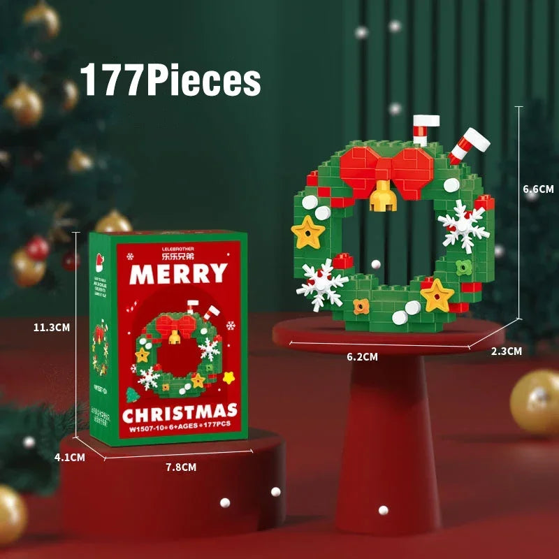 Blocs Noël Père Noël et Renne - Puzzle Briques Assemblage - Décoration Table Fête Enfant