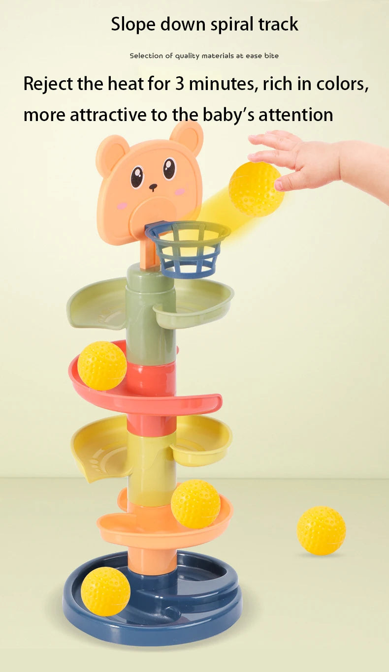 Tour à Boule Roulante Montessori Bébé 1-3 Ans - Jeu Empilage