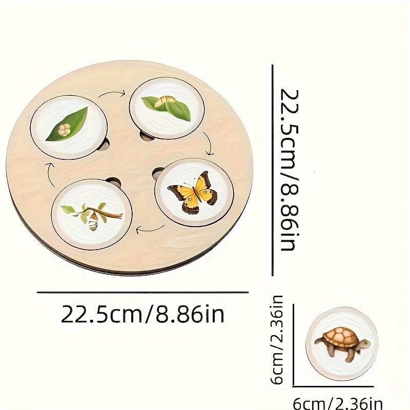 Plateau Montessori Cycle de Vie en Bois - Puzzle Éducatif Sciences Naturelles pour Enfants