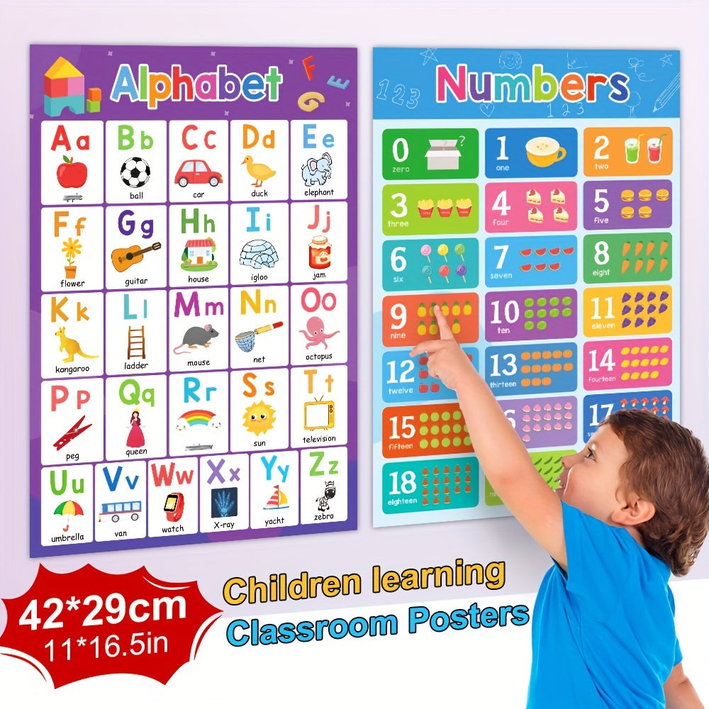 Set de 2 Posters Éducatifs ABC et Chiffres 1-20 - Apprentissage Montessori pour Bébés et Enfants
